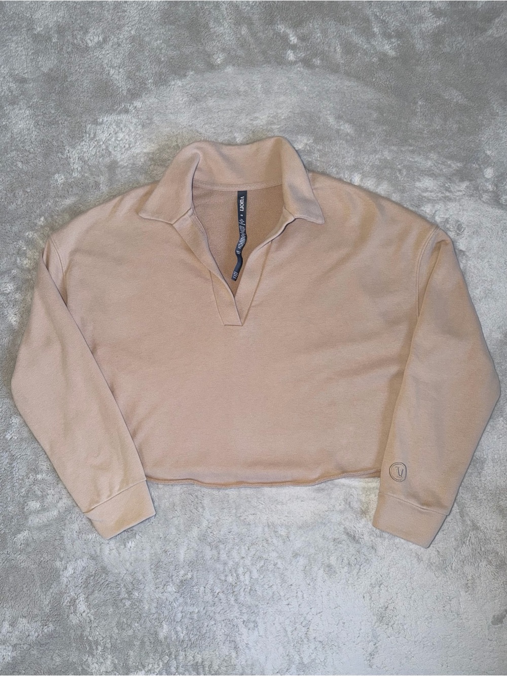Vuori Sedona Cropped Polo Sweater In Natural Women’s XS Relaxed Fit Sweatshirt